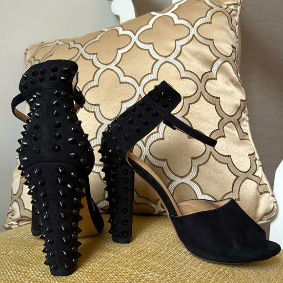 Zara Embellished Studded Punk High Heels in Faux suede - 38 - Picture 2 of 16